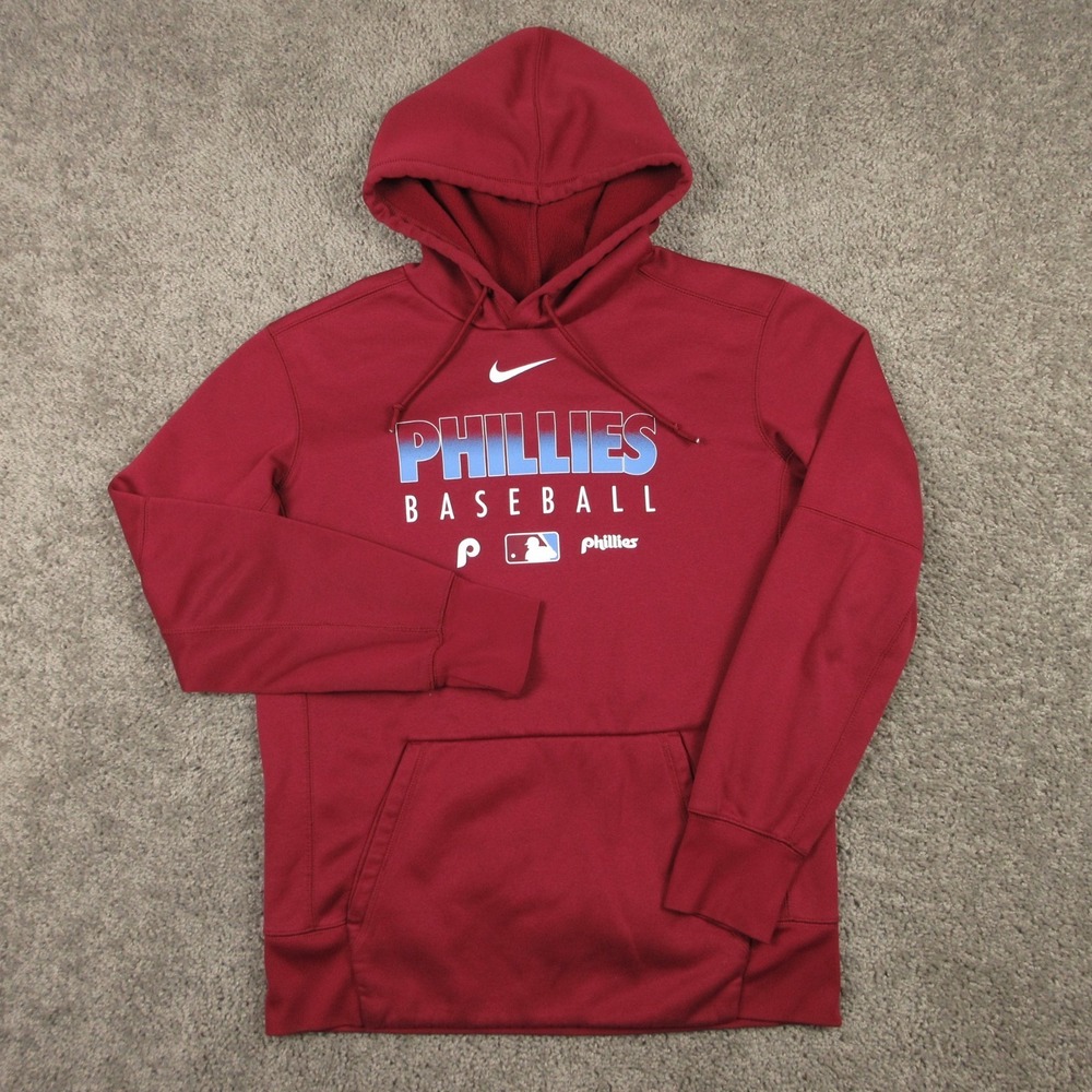 Philadelphia Phillies Sweater Mens Medium Red Hoodie Sweatshirt Nike Drifit MLB